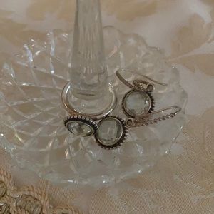 Earrings and ring green amethyst